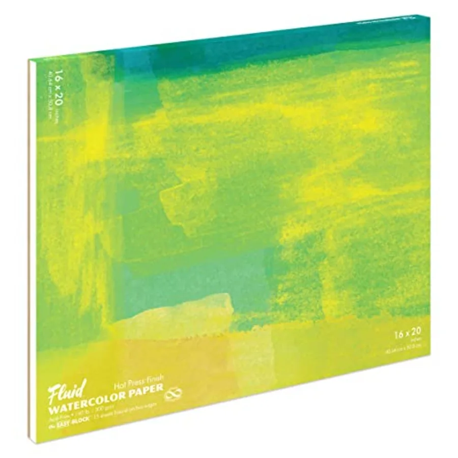 

Fluid Watercolor Paper Block, 1 Inch, 15 Sheets, 140 lb 300 GSM Hot Press Pad for Artist Painting and Wet Media