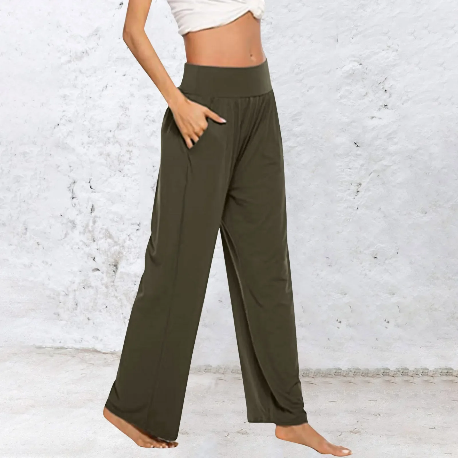 Calça com cordões de perna larga feminina, calça casual solta, cor sólida, moda, primavera, verão, 2022