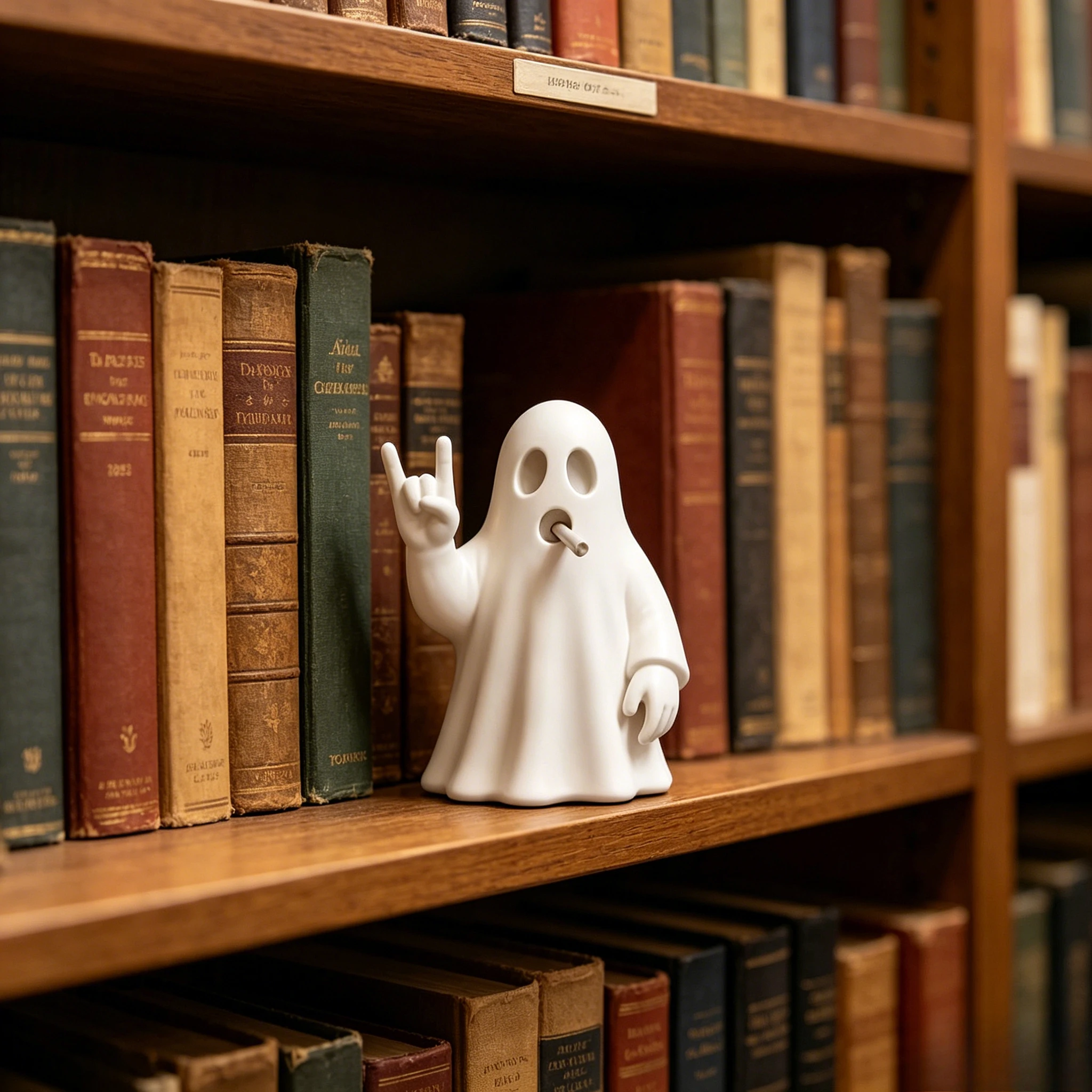 Rock Hand Gesture Ghost Figurine White Cool Ghost Statue 3D Cute Music Lover Sculpture Halloween Ornament Gift for Rock Friends