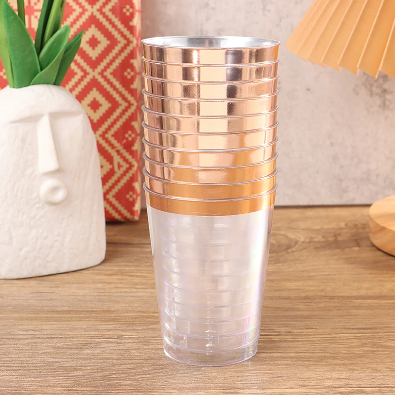 10 Pcs/Set Disposable Phnom Party Wine Dessert Glasses Hard Plastic Beer Water Cups Wedding Party 10oz/300ml Cups