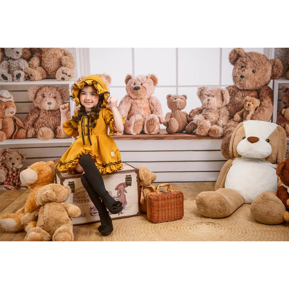 Countryside Room Photography Backdrop Cloth Toy Bear Decoration Background Photo Background Kids Portrait Photo Studio Props