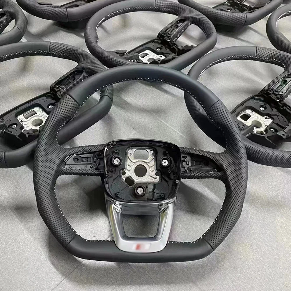 

Кожаный спортивный руль с плоской подошвой для Audi Q7 Q8 SQ7 SQ8 2017-2022, полностью перфорированный полуперфорированный руль