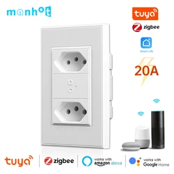 Tuya WiFi/Zigbee Brazil Wall Socket Power Plug Outlet 10A 20A Multiple Wall Outlet Remote Control Work with Alexa Google Home