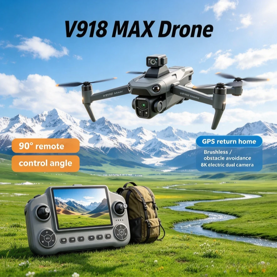 Original V918 Max GPS Drone FPV Foldable Quadcopter Optical Flow Positioning Auto Return Home Professional RC Drone for Adults