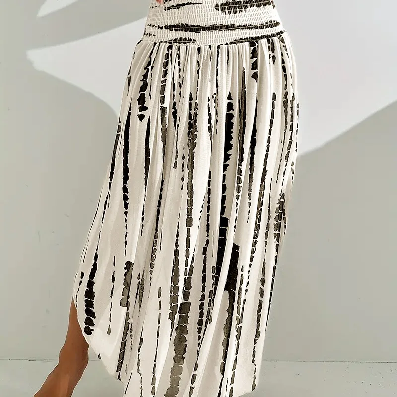 

High Waist Floral Print f Skirt Women's Spring Summer New Sle Elastic Waist Vaion Sle Slimming A-Line Skirt