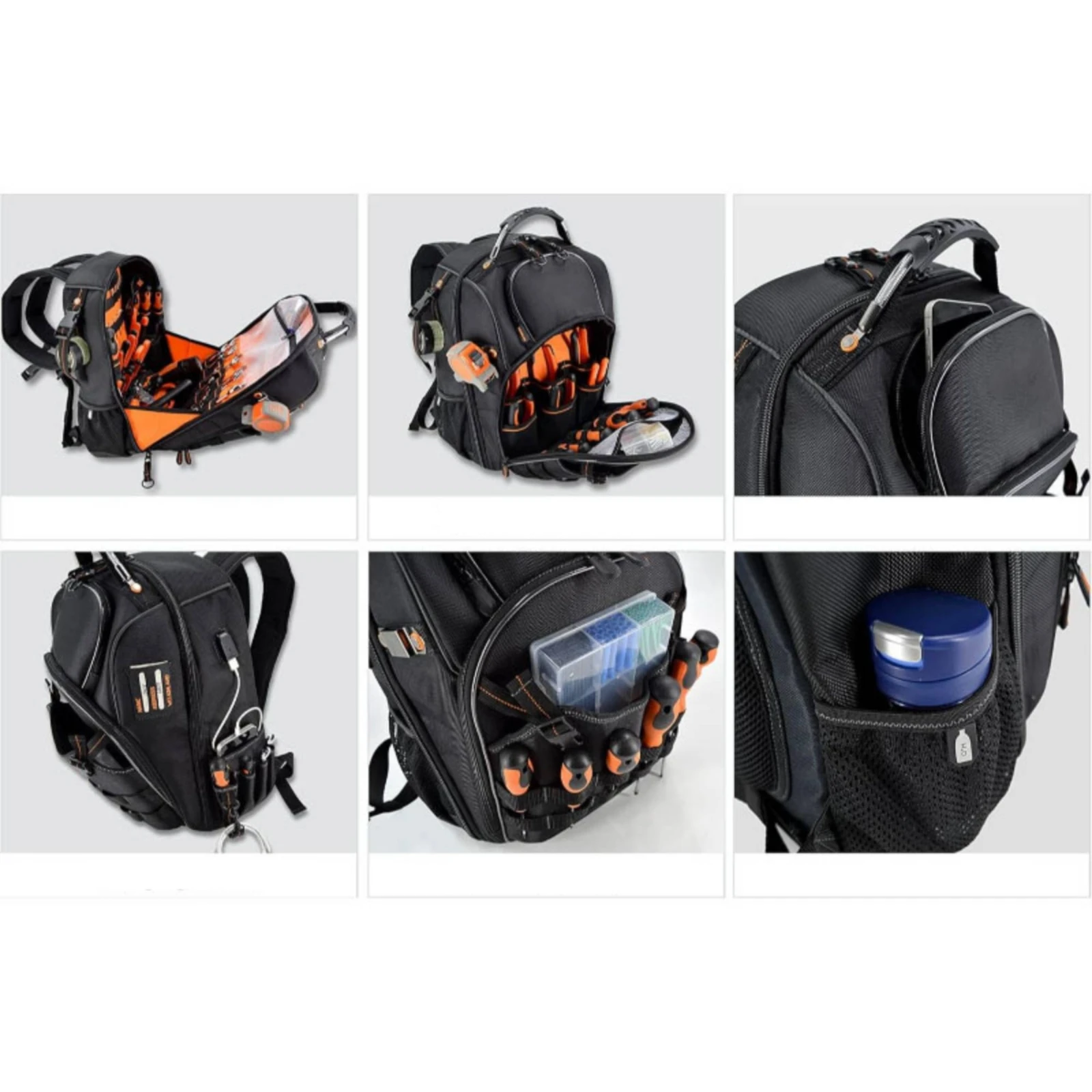 Tool Backpack Rugged Tool Organizer Backpack Bag Padded Long-Lasting for Electricians, Jobsite, Workplace