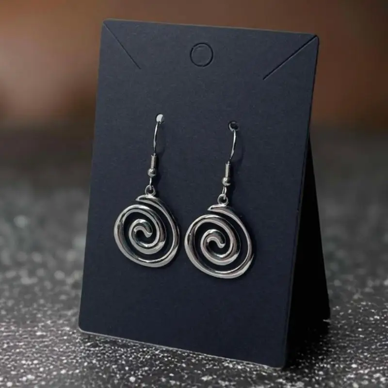 Stainless Steel Earrings Hypoallergenic Non Tarnish Silvery Swirl Vortex Charm Jewelry Gifts For Her ~ Fun Fashion