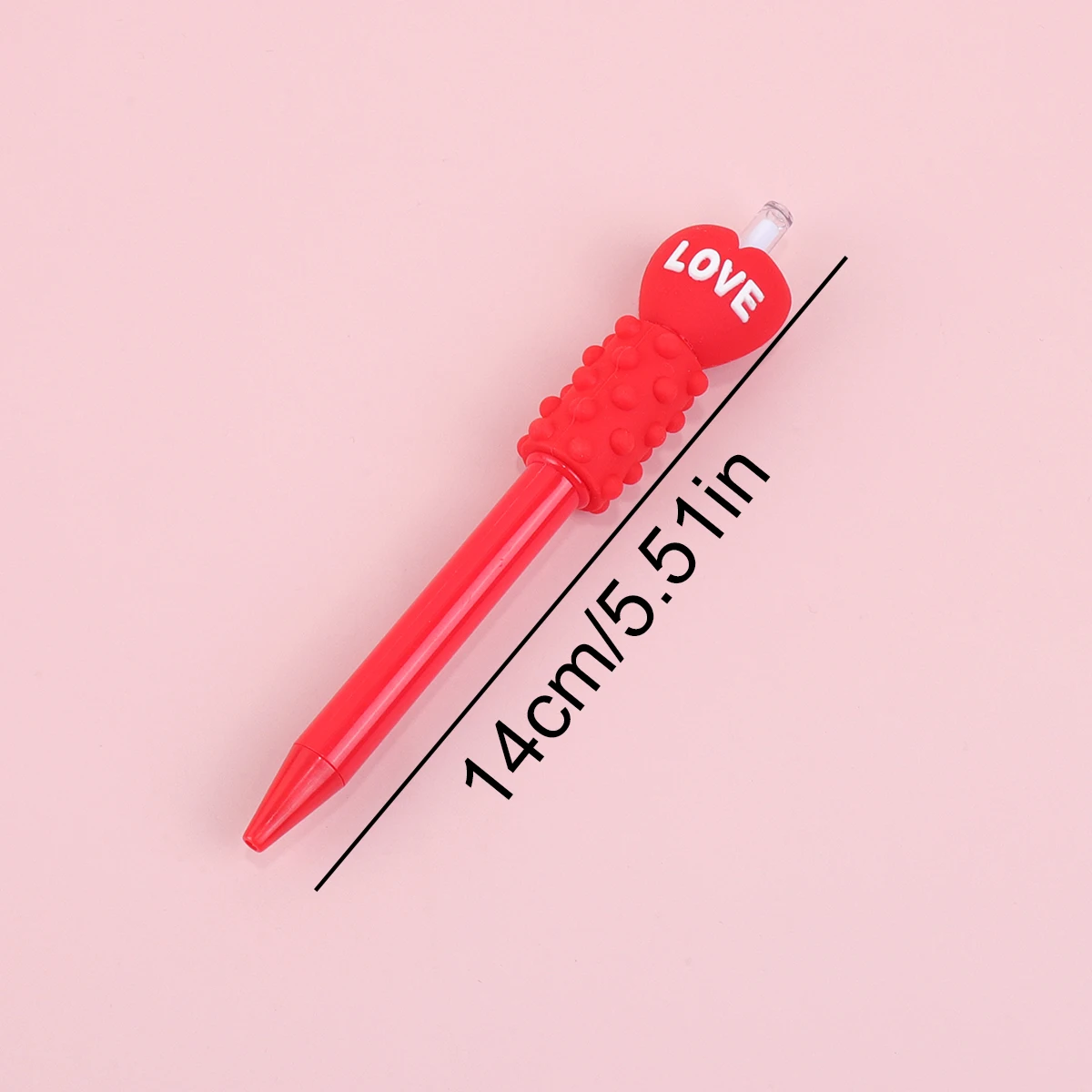 1PC Colorful Heart Click Ballpoint Pen Silicone Grip Stress-Relief Handle Cute Gift Student Stationery Study and Office Supplies