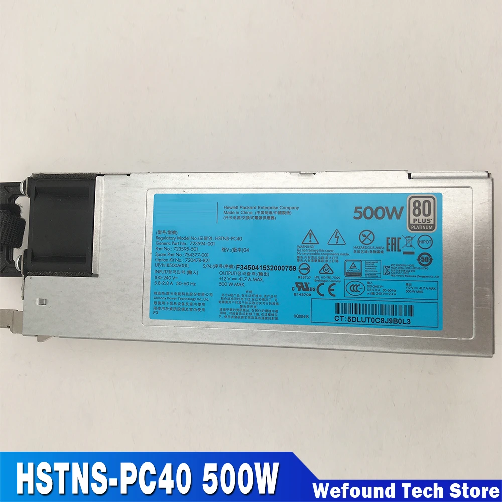 

For HP 360 380 Gen9 Power Supply 723594-001 723595-501 754377-001 720478-B21 HSTNS-PC40 500W