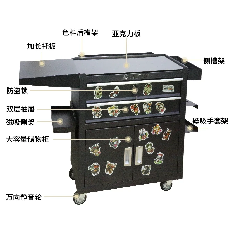 Bancada de trabalho atualização carrinho de ferramentas de tatuagem gaveta carrinho gabinete operador de rolo móvel