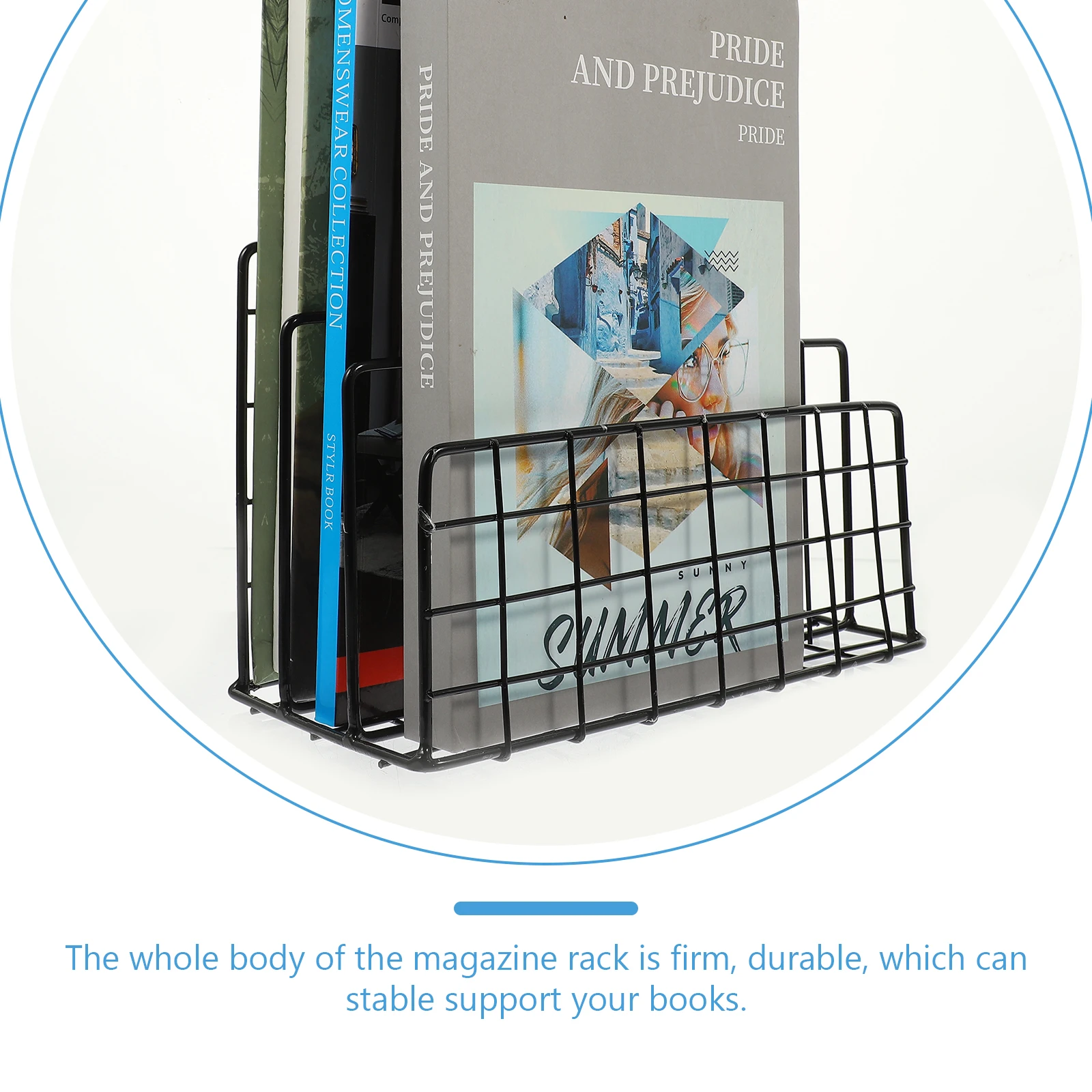 

1pcs Iron Magazine Holder Large Capacity Desktop Book Rack For Office Supplies Sturdy Organizer Home Study Storage