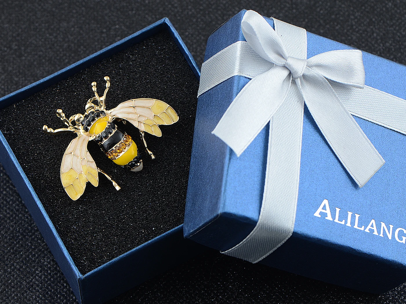 Women's Black and Yellow Bumble Bee Rhinestone Encrusted Enamel Casual Novelty Holiday Pin Brooch