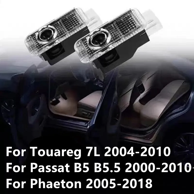 2Pcs LED Car Door 3D Projector Courtesy Lamp Ghost Shadow Light For VW Passat B5 B5.5 2000-2010 Touareg 7L Phaeton Accessories