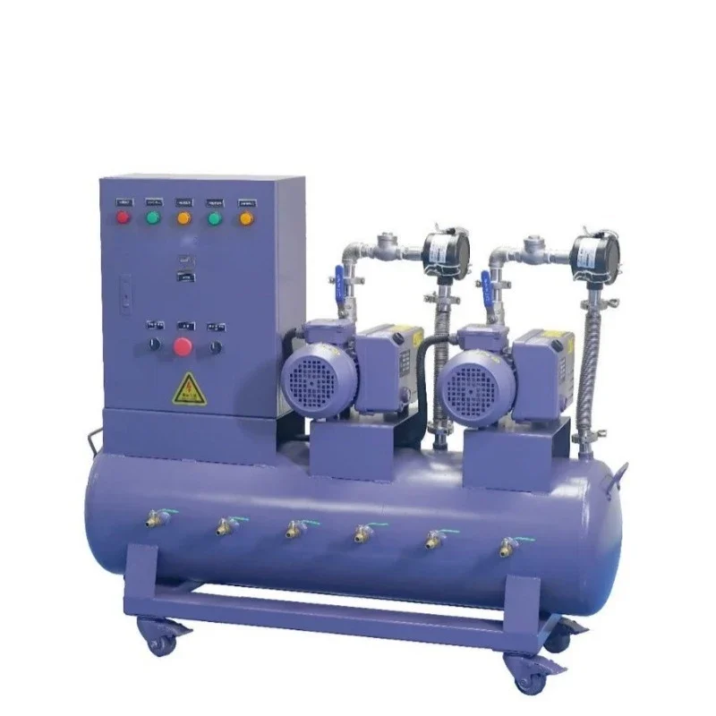 Single-stage rotary vane double-pump with gas storage tank vacuum system unit Movable station with vacuum gauge vacuum unit