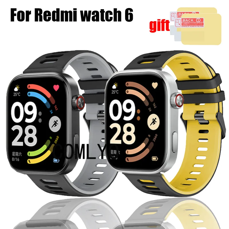

3in1 for Redmi watch 6 Smart watch Strap Men women Silicone Soft Bracelet Band Screen Protector Film