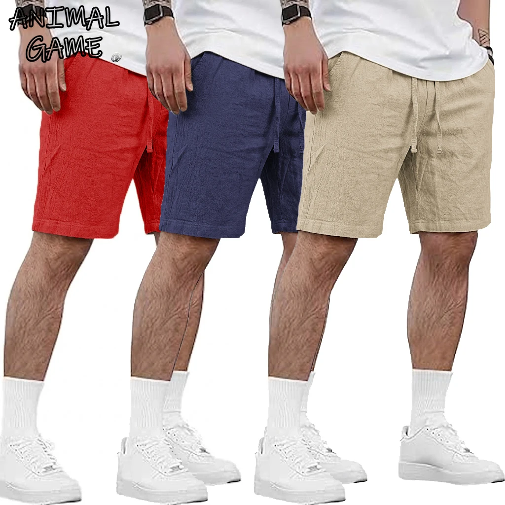 

Men's Linen Shorts Casual Elastic Waist Drawstring Summer Beach Lightweight Hawaiian Sweatpants Outdoor Hiking Baggy Pants