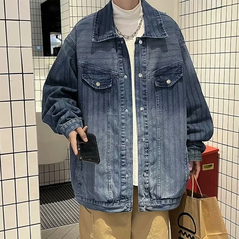 

Мужская джинсовая куртка Cleanfit с эффектом окрашивания, винтажная, с эффектом потертости, весенне-осенний дизайн, модная, трендовая, свободного кроя, молодежная, S...