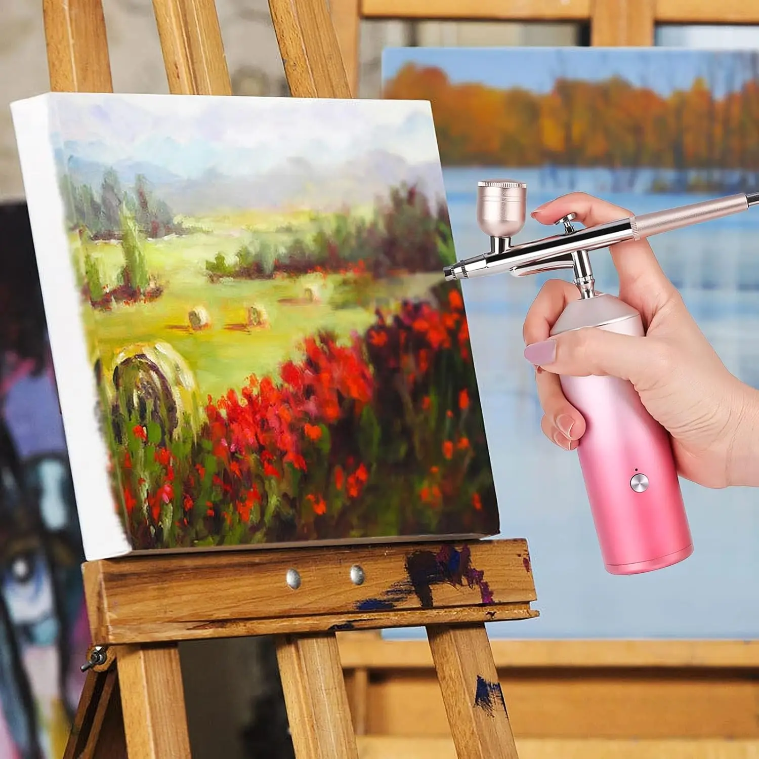 Airbrush with Compressor Airbrush Painting Mini Spray Gun for Painting Paint Nails Makeup Cake Decorating Stencils Model