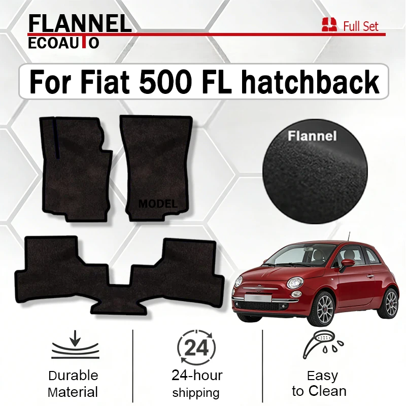 

Комплект велюровых ковриков ECOAUTO для Fiat 500 FL хэтчбек (2013-2019) - черный
