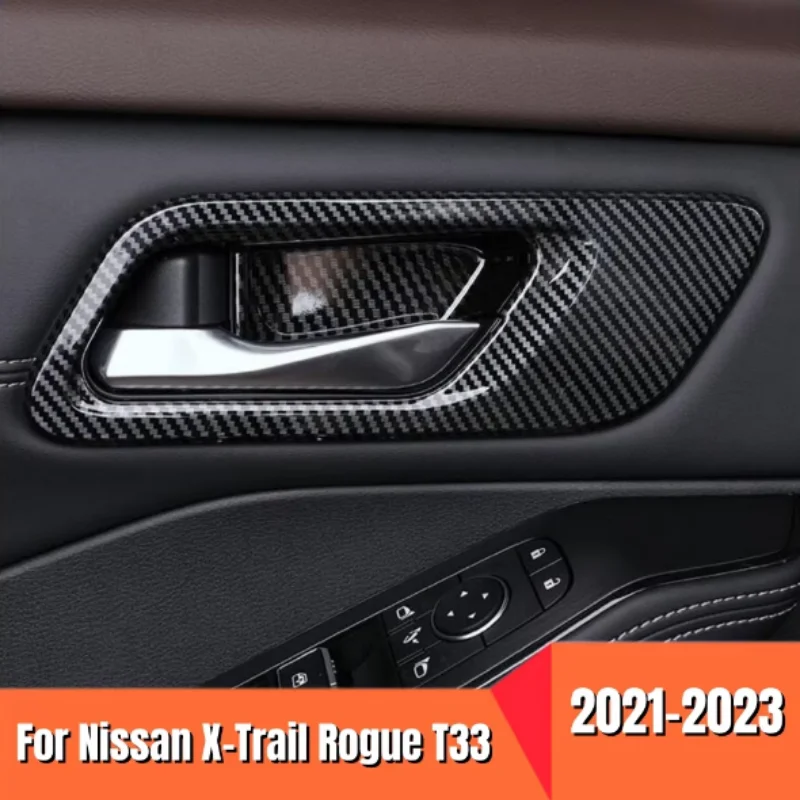 For Nissan X-Trail T33 Rogue 2021-2023 Car Door Inner Bowl Cover Door Handle Trim Frame Interior Sticker Decoration Accessories