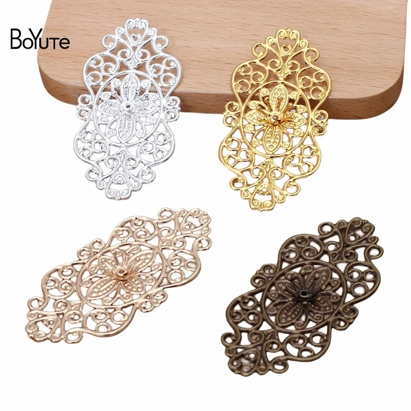 BoYuTe (30 Pieces/Lot) 28*56MM Metal Brass Flower Filigree Fittings Handmade Diy Jewelry Findings Components