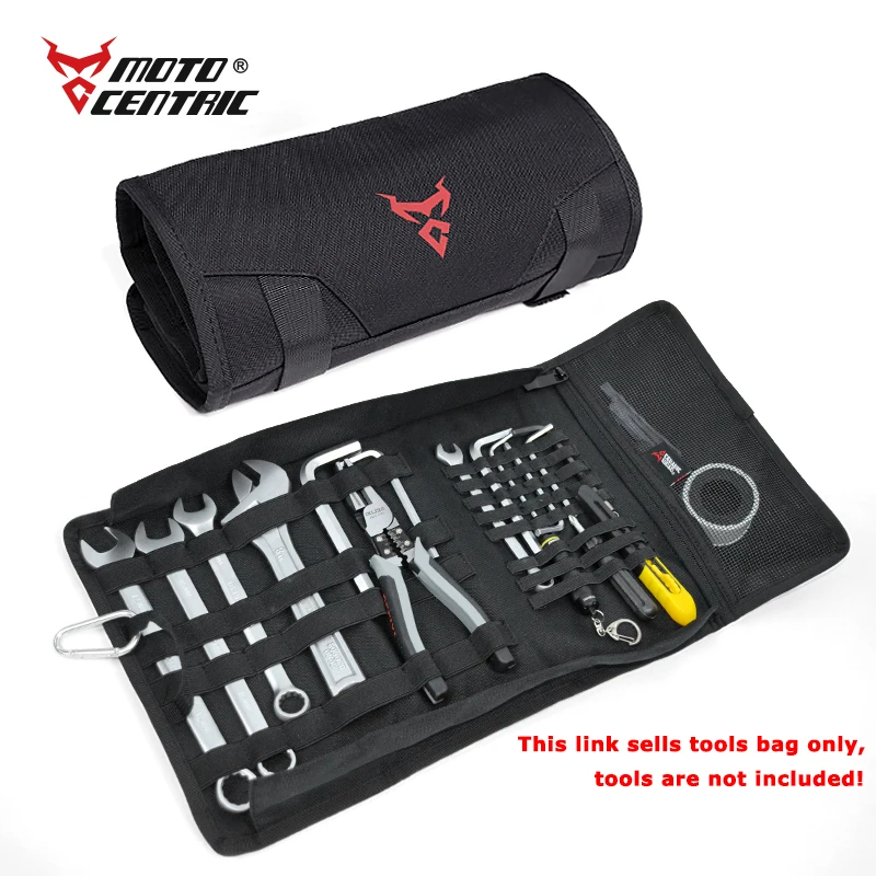 MOTOCENTRIC Universal Motorcycle Tool Bag Roll Toolkit Saddle Bag Portable Repair Kit Storage Pouch Large Capacity Side Tool Bag