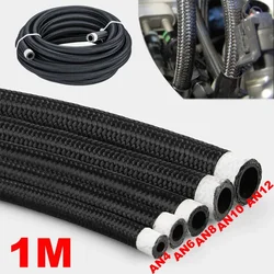 3FT AN4 AN6 AN8 AN10 AN12 AN16 AN20 Fuel Hose Oil Gas Cooler Hose Line Pipe Tube Nylon Stainless Steel Braided Inside CPE Rubber