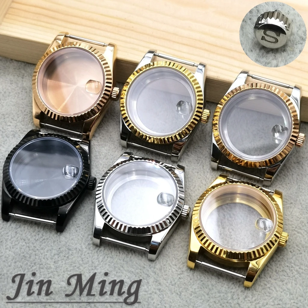 

Высококачественный корпус для мужских часов 36 мм 40 мм S Crown NH35 с сапфировым стеклом и комплектующими для ремешка, совместимый с механизмами NH34, NH35, NH36, NH38, ETA2824