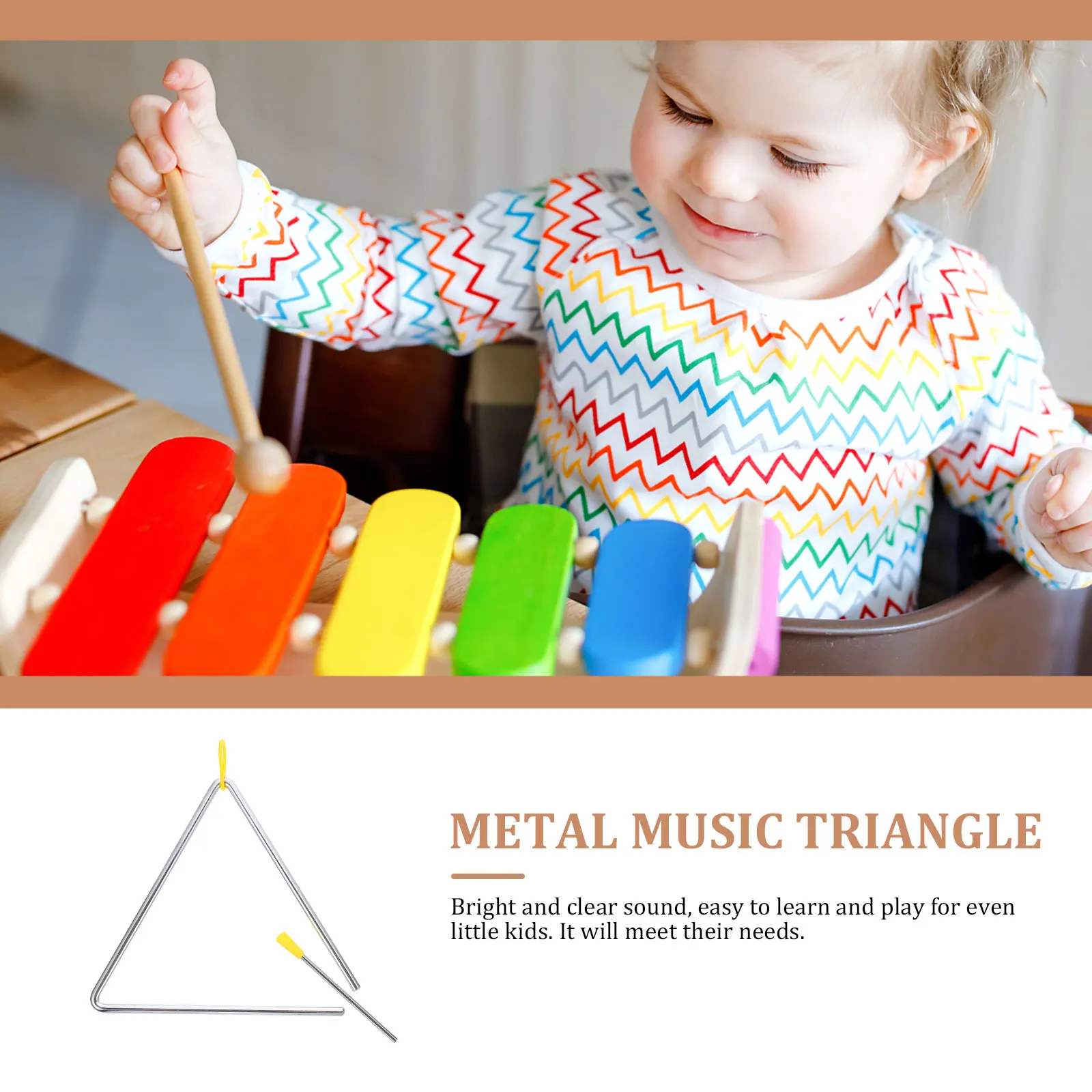 

Triangle Bell Toddler Music Instruments Musical Kids Percussion Toy Baby Infant