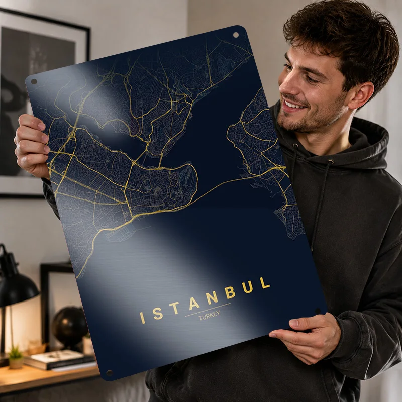 Istanbul Aluminum Posters Personalized Metal Tin Sign Scenic Destination Style Wall Art For Home Office Library And Travel Fans