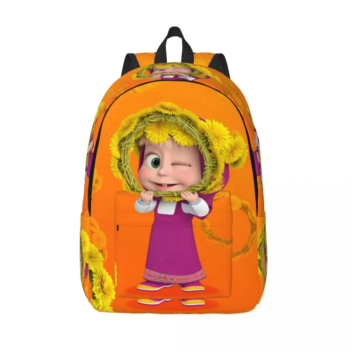 Bonito m-masha e urso mochila colorida primária do ensino médio estudante bookbag adolescentes mochila durável