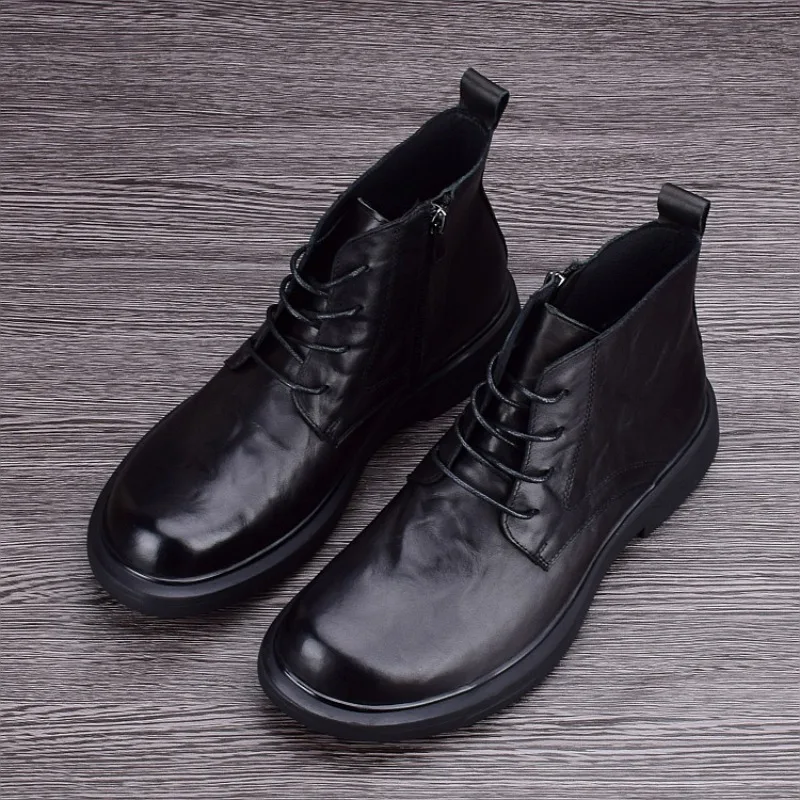 Boots for Man Ankle Boots Fashion Casual High Top Leather Shoes Men's Leather Boots Men's Shoes High Top Shoes - view 3