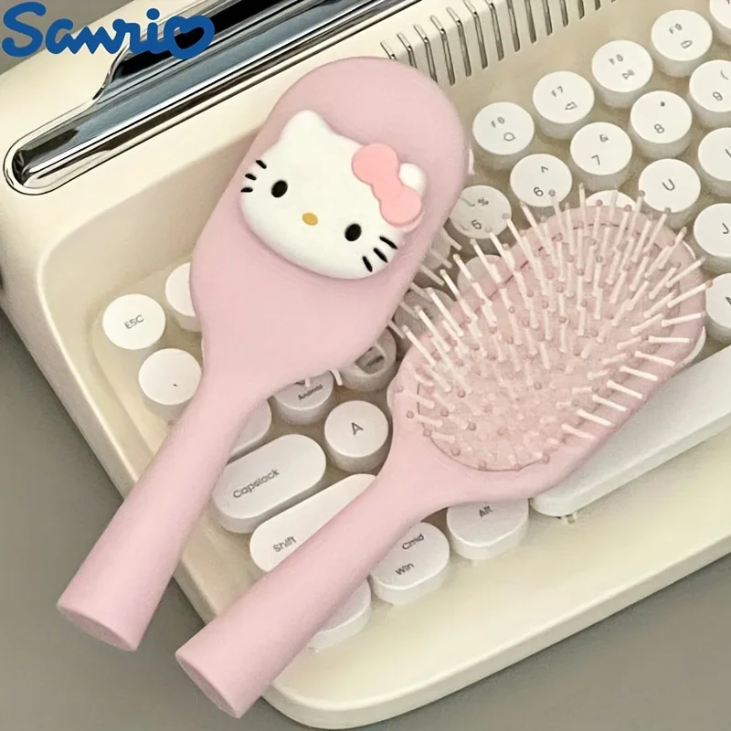 1pc Hello Kitty Detangling Hairbrush - Portable Cushion Paddle with Sanrio Character Design, Gentle Massage Comb for Girls