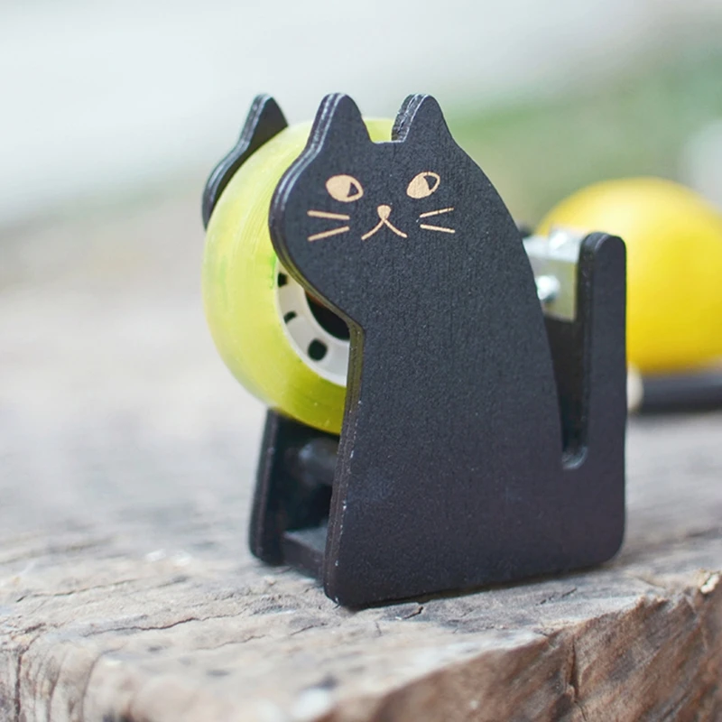 

Деревянный диспенсер для ленты, милый ролик для животных, резак для ленты, держатель для ленты ручной инструмент для упаковки, офисные аксессуары