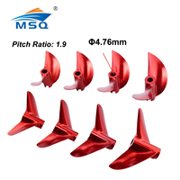 1pc CNC 4.76mm 3/16'' Red Aluminium Propeller 2 Blades Screw Left/Right D38mm to D52mm for RC Shrimp Boat Cat Boat