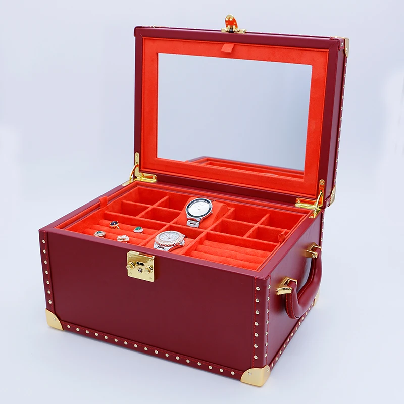 

Wholesale PU Leather Custom Unique Jewelry Box Wooden Box Watch Display Case Custom Jewelry Package Wooden Storage Box
