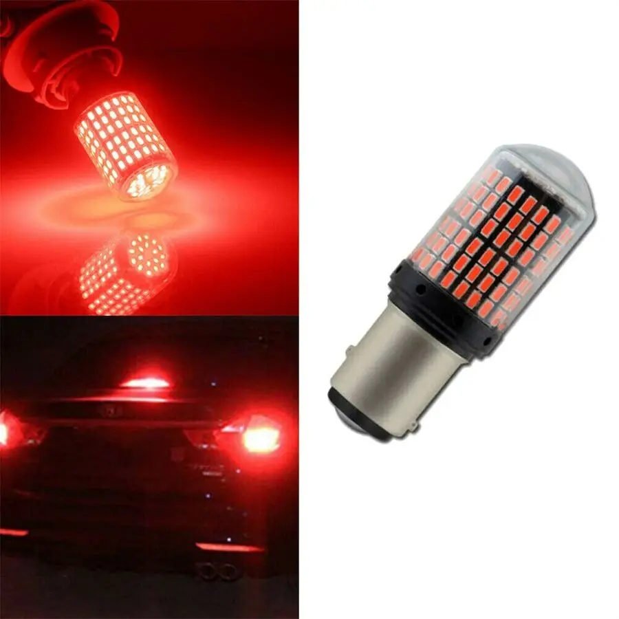 2x Car P21W BAY15D 1157 LED Canbus Lights 3014 144SMD Error Free Bulb Red Lamp New