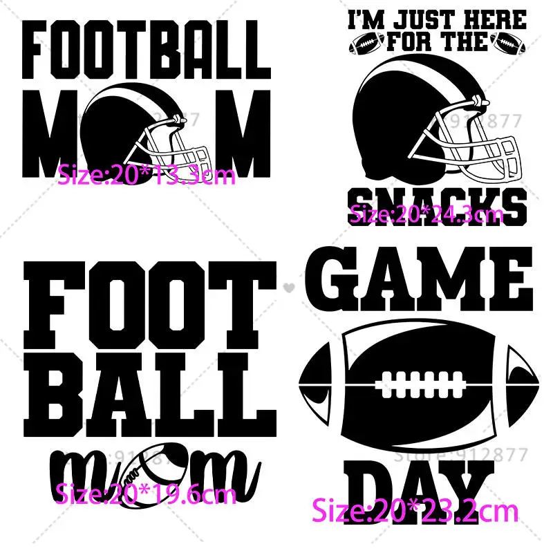 Pronto per la stampa sul gioco dell'indumento Day Football Mom Dad sono qui solo per snack divertenti adesivi a trasferimento termico con stampa DTF per t-shirt