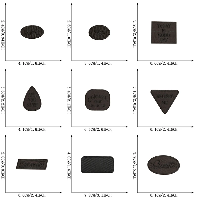 10 Stück selbstklebende Applikationsaufnäher für Jacken, lustige Mini-Wärmeübertragungs-Aufkleber, schwarze Aufkleber für Kleidung, Kinder-Aufnäher, Buchstaben – Detail 2