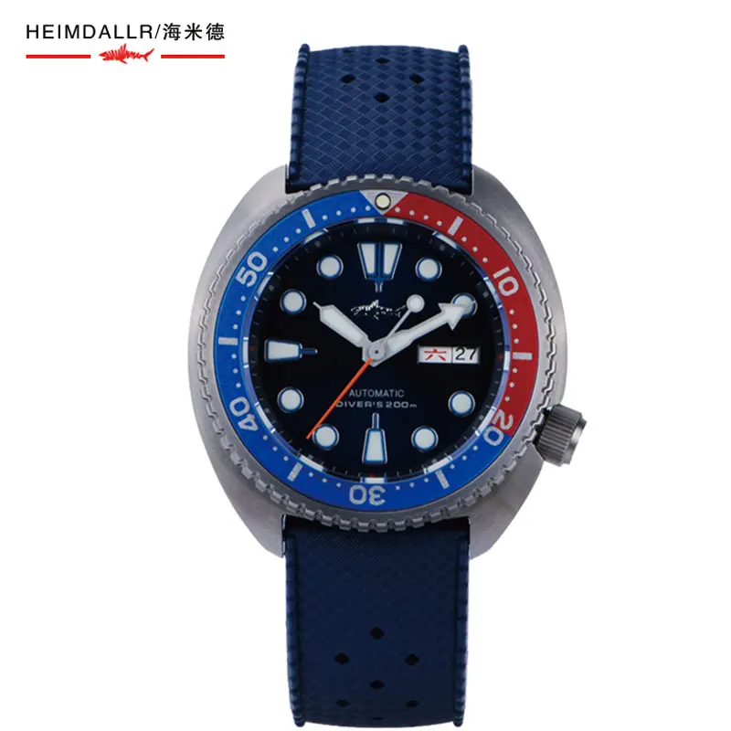 Relógio de mergulho Abalone Heimdallr masculino, movimento automático, cinta de borracha luminosa, mostrador cinza, Sapphire NH36, 42mm, 20Bar, titânio, SRP777