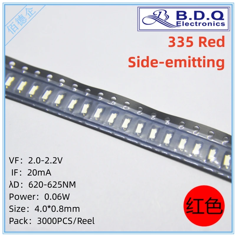 Imagem -02 - Smd Led Side-emitting Diode Amarelo-verde Esmeralda Verde Branco Vermelho Azul Amarelo Laranja Side Emitting 4008 Led 100 Pcs 335