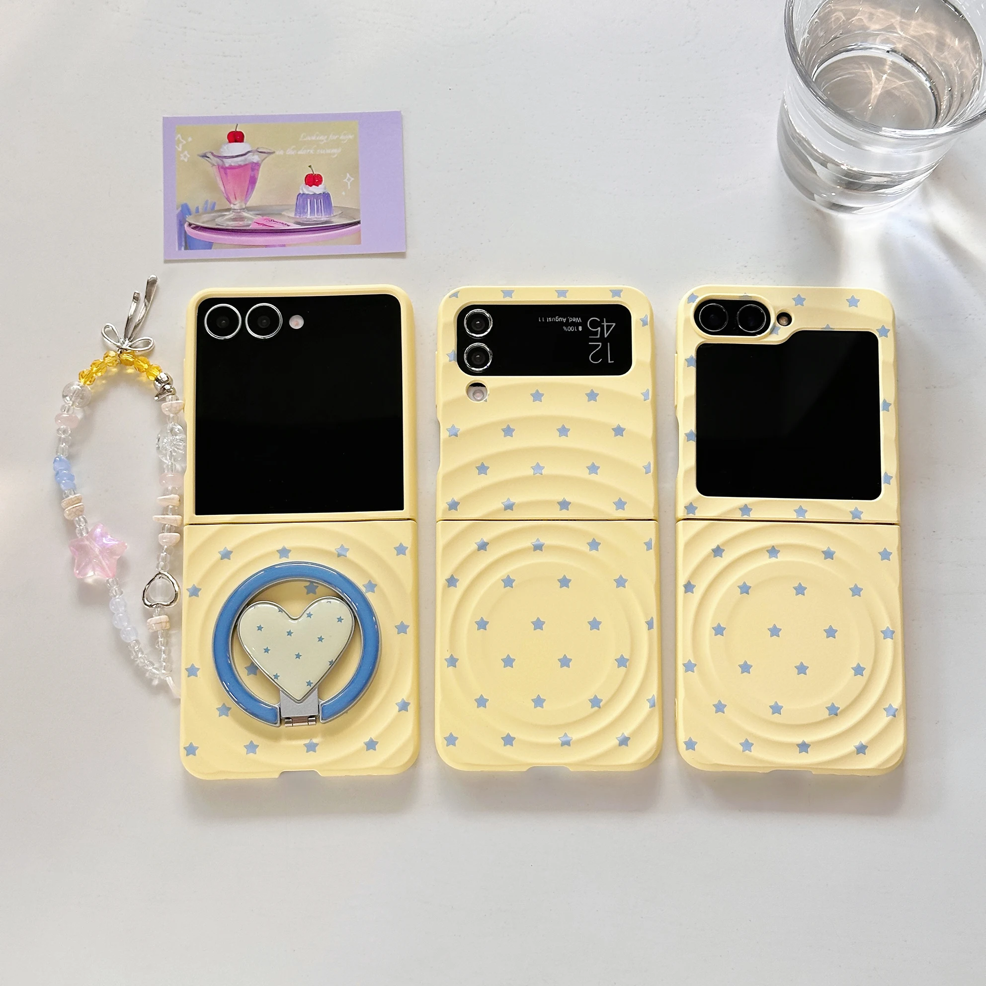 

Back Cover For Samsung Galaxy Z Flip 7 6 5 4 Case Blue Star Love Bracket Magnetic Attraction Bracelet Wristband Chain Case