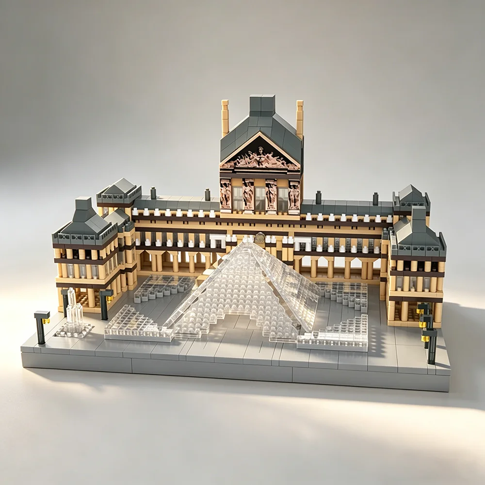 

Micro Mini Building Blocks Louvre Museum Model World Famous Architecture Theme Creative DIY Educational Toy Gift for Art Lovers