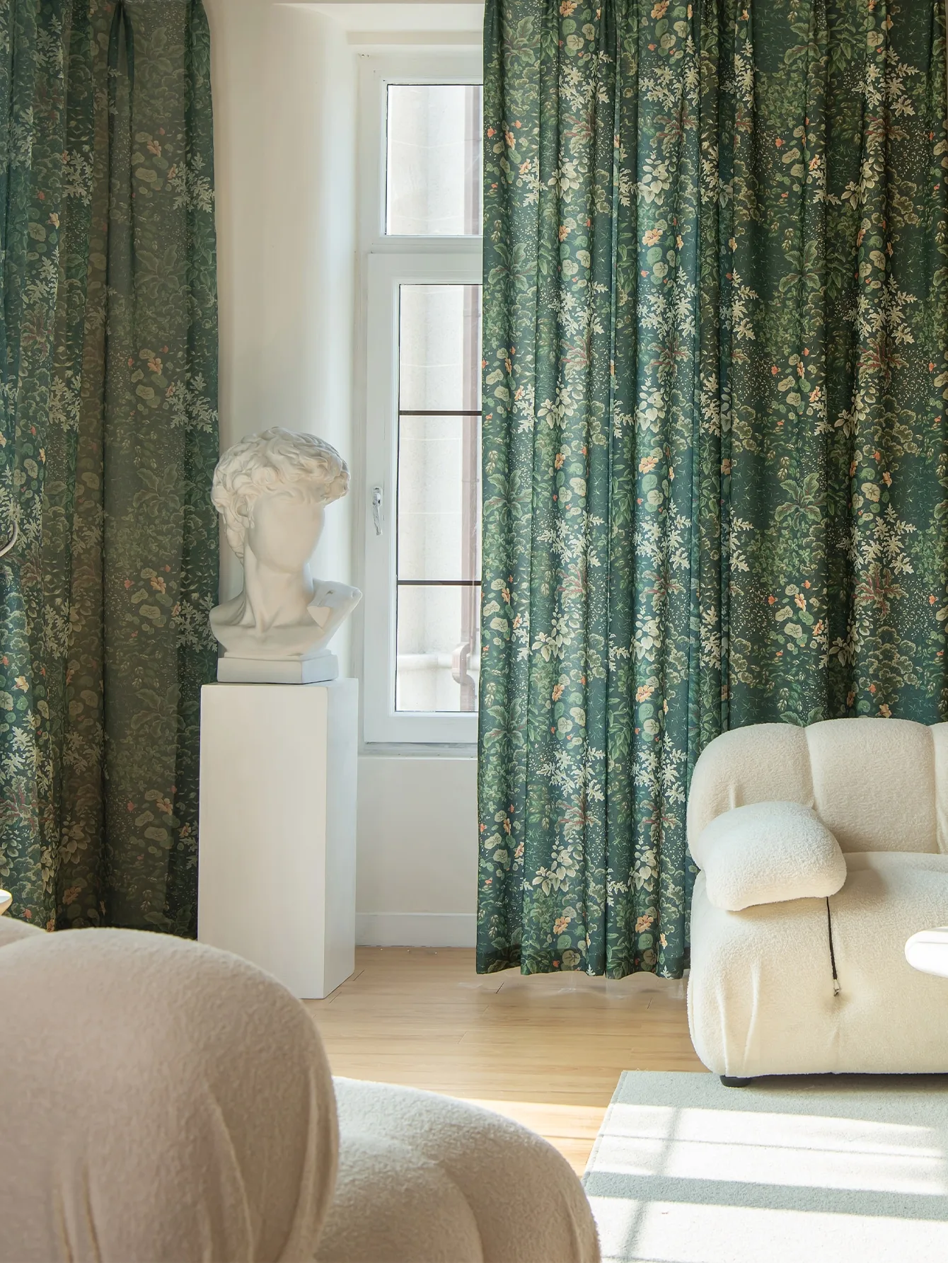 1PC Natural Green Forest Pattern Room Darkening Curtain for Living Room And Bedroom Eco-Friendly Window Treatment