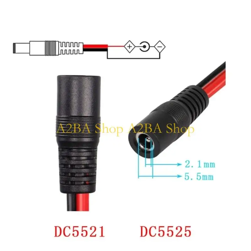 A2BA DC5.5X2.1Mm Female Adapter Cable with 2Pole 2Pole Connectors Power Cord for Portability Power, Solar and Backup Battery