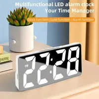 Latest Digital Clock LED Alarm Clock Bedroom Electronic Desktop Clock With Temperature Display Adjustable Brightness 12/24 Hours