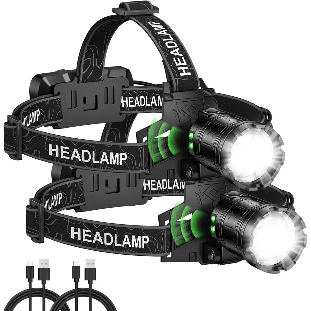 

99,000LM Rechargeable LED Lamp with 3 Modes, 90° Adjustable, IPX6 Waterproof for Camping and Hiking (2-Pack)