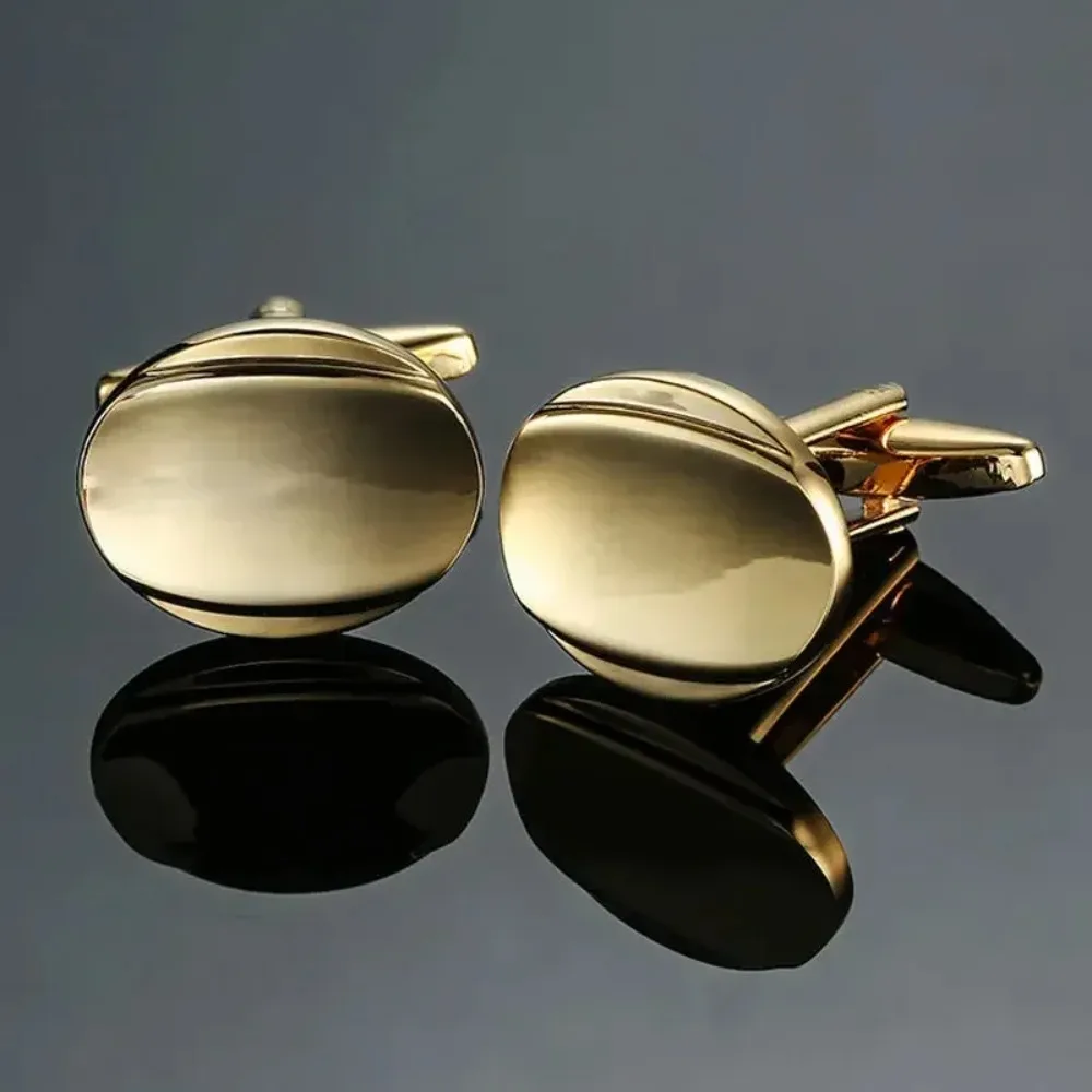 Simple Laser Glossy Copper Metal Cufflinks for Men\'s Fashion French Cuffs Buttons Women\'s Travel Party Dress Accessories Gifts