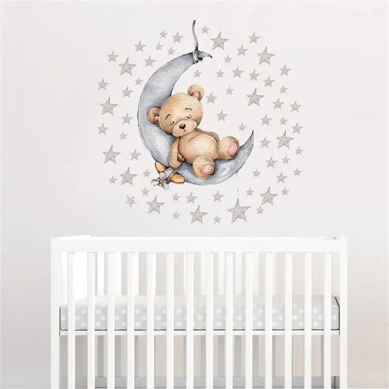 Wallpaper Can Be Pasted Easy To Peel And Paste Lovable Moon Wall Sticker Cartoon Star Wall Sticker Home Decoration Artistic