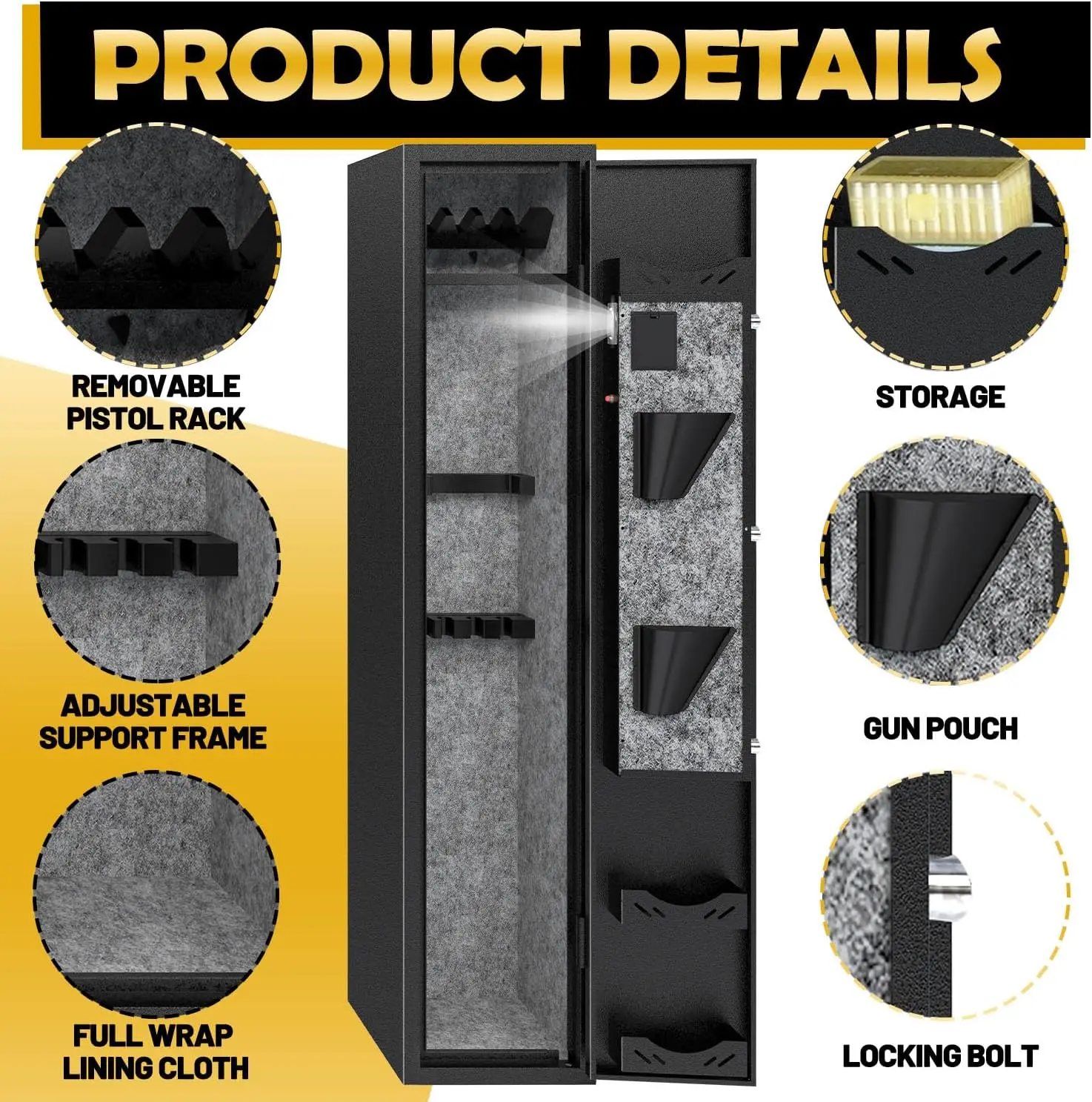 4-5 Gun Safes,Gun Safe for Rifles and Pistols,Shotgun Rifle Safe,Gun Safes for Rifle and Shotguns,Long Gun Cabinets with Fingerp